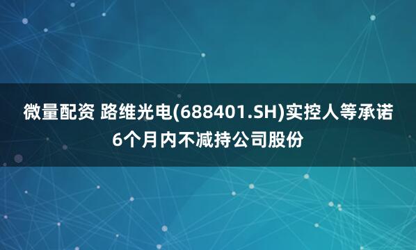 微量配资 路维光电(688401.SH)实控人等承诺6个月内不减持公司股份