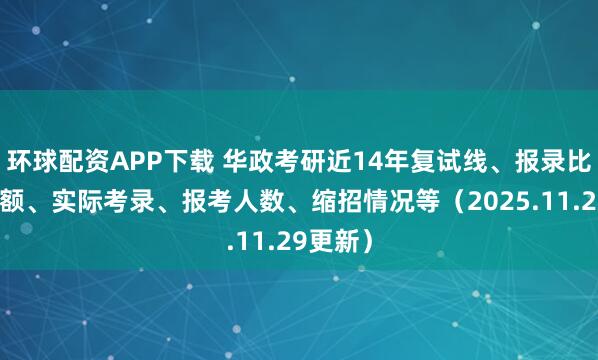 环球配资APP下载 华政考研近14年复试线、报录比、推免额、实际考录、报考人数、缩招情况等（2025.11.29更新）